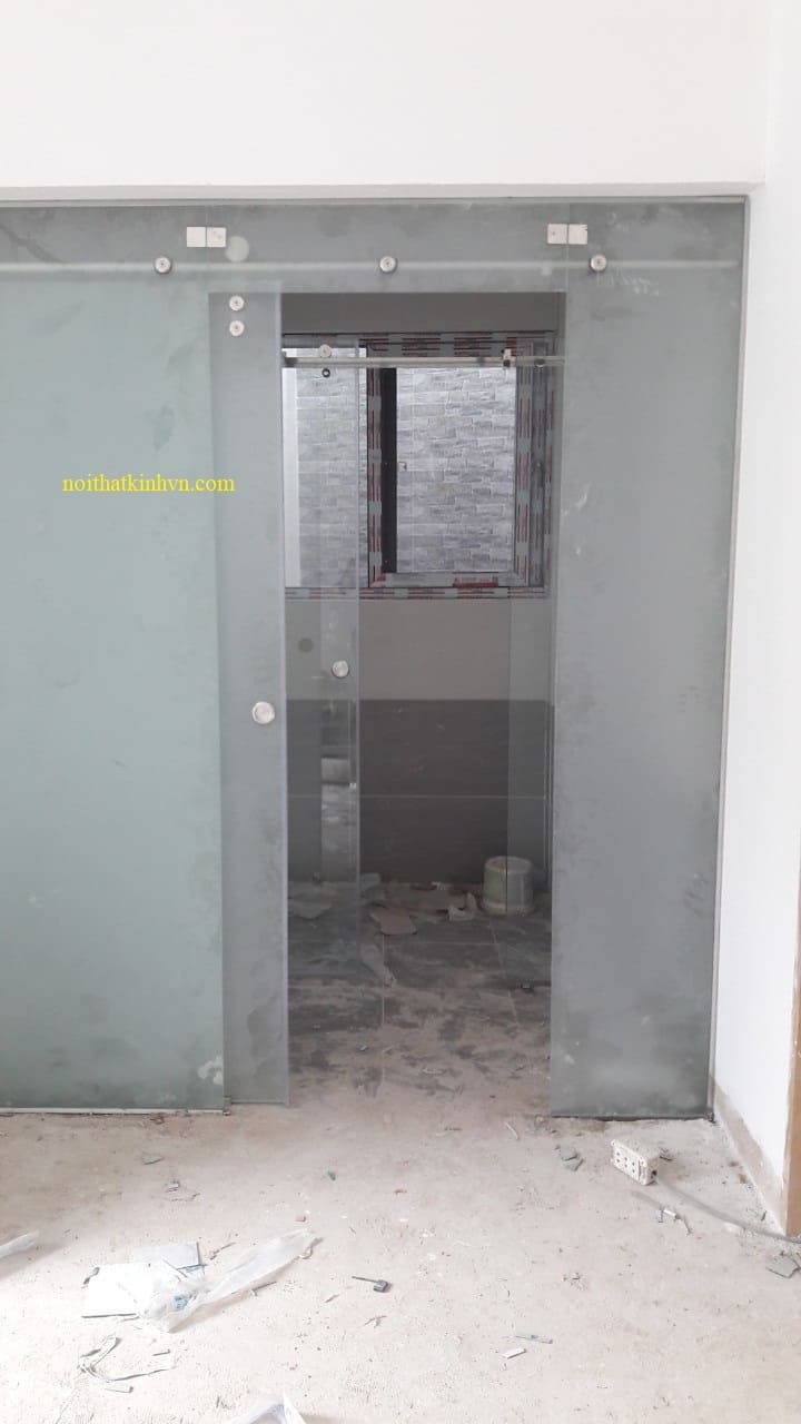 Cửa kính cường lực - cửa lùa đơn phi 25