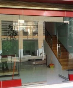Cửa kính cường lực - cửa bản lề sàn 2 cánh