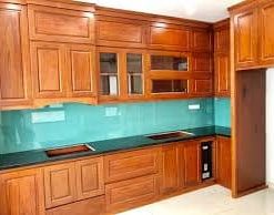 Kính màu ốp bếp màu xanh ngọc