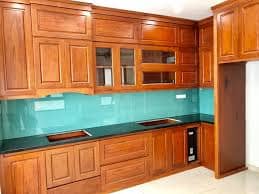 Kính màu ốp bếp màu xanh ngọc