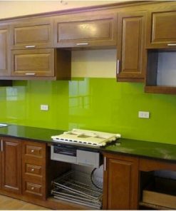 Kính màu ốp bếp màu xanh non