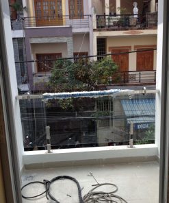 Lan can kính trụ lửng inox 304 cao 380