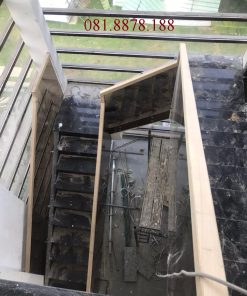 Cầu thang kính không trụ kính trà