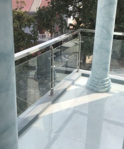Lan can kính trụ dài inox 304