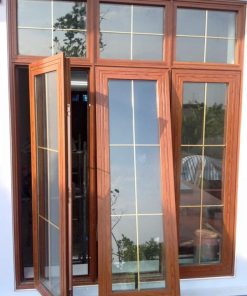 Cửa sổ hất nhôm xingfa màu vân gỗ